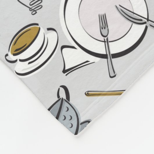 Couverture Polaire Motif d'outils de cuisine (Coin)