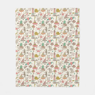 Couverture Polaire Motif drôle d'été avec des bateaux