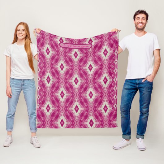 Couverture Polaire Motif du Caire Rose Blanc (En situation)