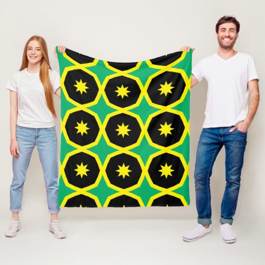 Couverture Polaire Motif du drapeau jamaïcain (En situation)