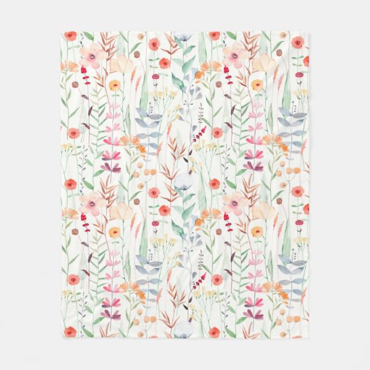Couverture Polaire Motif du jardin de fleurs Pastel (Devant)