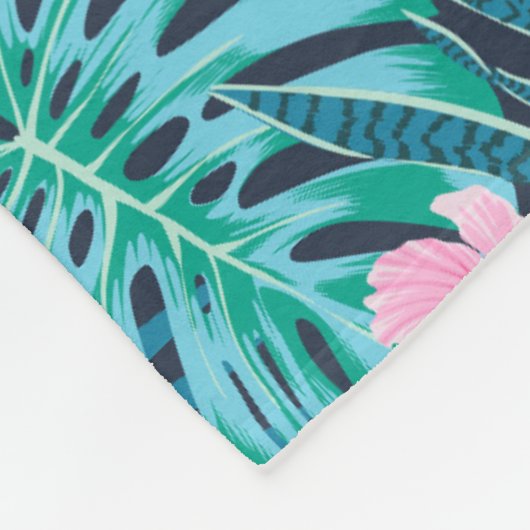 Couverture Polaire Motif du Jardin des Fleurs Tropicales Bleues (Coin)