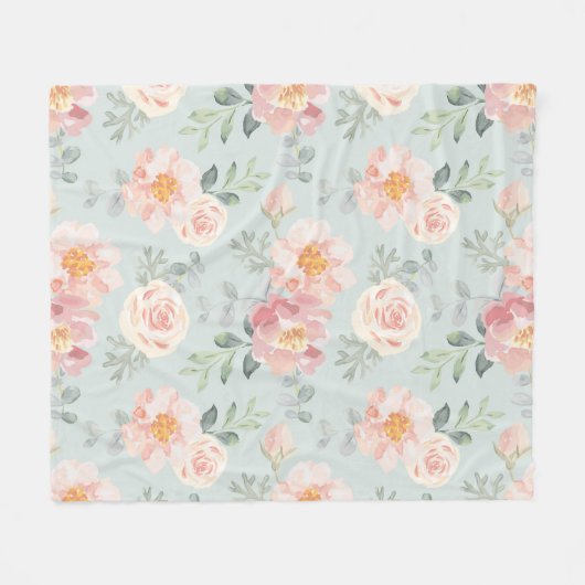 Couverture Polaire Motif du jardin rose Rose Rose Pastel (Devant (Horizontal))