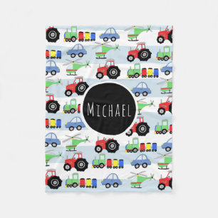 Couverture Polaire Motif du train de transport du garçon Nom de l'en