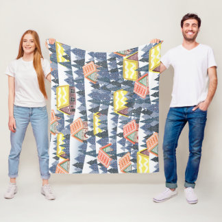 Couverture Polaire Motif du village de Noël enneigé