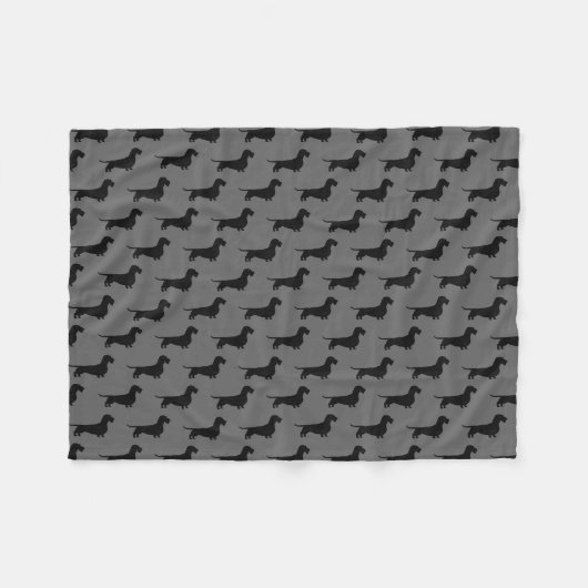 Couverture Polaire Motif d'une chevelure de silhouettes de teckel de (Devant (Horizontal))