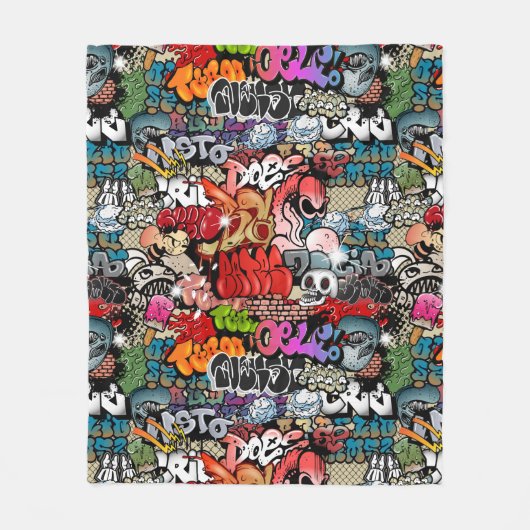 Couverture Polaire Motif dynamique urbain d'art de graffiti d'art de (Devant)