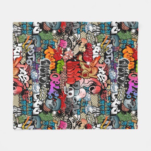 Couverture Polaire Motif dynamique urbain d'art de graffiti d'art de (Devant (Horizontal))