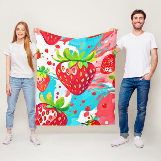 Couverture Polaire Motif Éclaboussure de Fraise