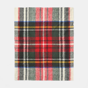 Couverture Polaire Motif écossais tartan. Laine rouge et blanche plai