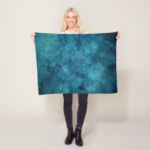 Couverture Polaire Motif élégant d'aquarelle de mandala de turquoise