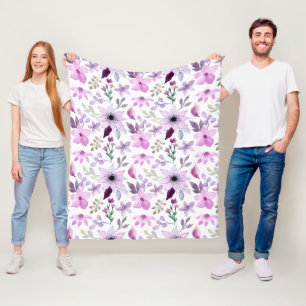 Couverture Polaire Motif élégant de fleurs roses et violettes