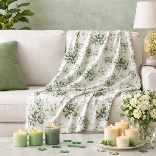 Couverture Polaire Motif élégant de trèfle vert
