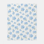 Couverture Polaire Motif Élégant d'Hydrangea Bleue Rayure Grise (Devant)