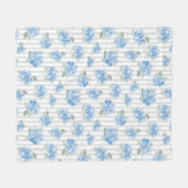 Couverture Polaire Motif Élégant d'Hydrangea Bleue Rayure Grise (Devant (Horizontal))