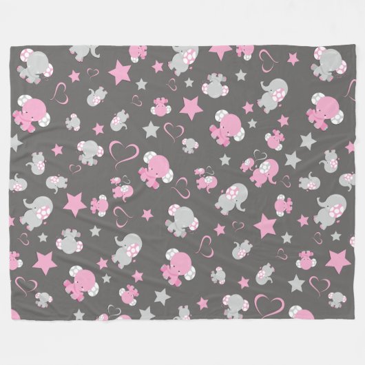 Couverture Polaire Motif Eléphant rose et gris pour bébé Imprimer (Devant (Horizontal))