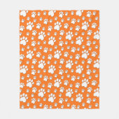 Couverture Polaire Motif Empreinte de patte du coeur blanc sur Orange (Devant)