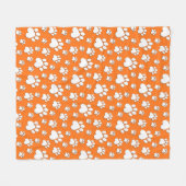Couverture Polaire Motif Empreinte de patte du coeur blanc sur Orange (Devant (Horizontal))