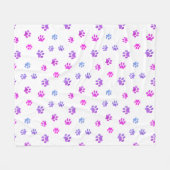 Couverture Polaire Motif Empreintes de Patte Rose Violet Bleu (Devant (Horizontal))