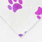 Couverture Polaire Motif Empreintes de Patte Rose Violet Bleu (Coin)