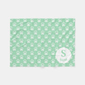 Couverture Polaire Motif Empreintes de Patte Vert Menthe Avec Monogra (Devant (Horizontal))