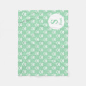 Couverture Polaire Motif Empreintes de Patte Vert Menthe Avec Monogra (Devant)