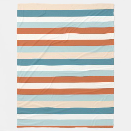 Couverture Polaire Motif en bande orange, bleu et blanc (Devant)