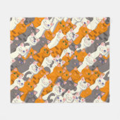 Couverture Polaire Motif en diagonale du chat noir blanc gingembre (Devant (Horizontal))