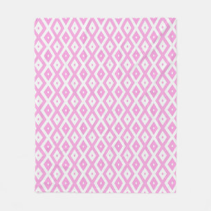 Couverture Polaire Motif en diamant rose et blanc