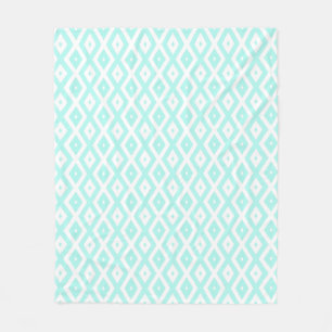Couverture Polaire Motif en diamant Turquoise et blanc