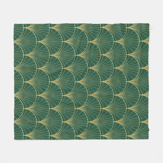 Couverture Polaire Motif en feuille de palme sur arrière - plan vert (Devant (Horizontal))