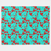 Couverture Polaire Motif en forme de coeur rouge en turquoise vide (Devant (Horizontal))