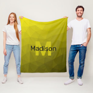 Couverture Polaire Motif en maille géométrique gris foncé jaune