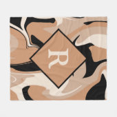 Couverture Polaire Motif en marbre noir Brown monogramme (Devant (Horizontal))