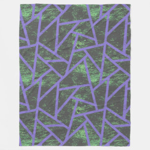 Couverture Polaire Motif en mosaïque violet et verte