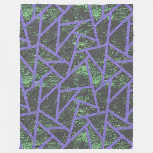 Couverture Polaire Motif en mosaïque violet et verte (Devant)