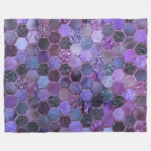 Couverture Polaire Motif en nid d'abeille de luxe Parties scintillant (Devant (Horizontal))