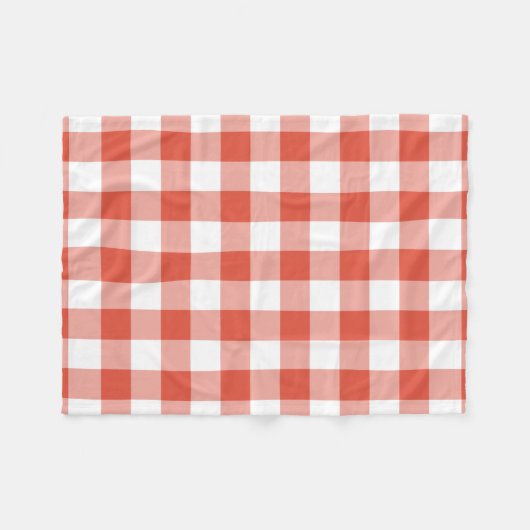 Couverture Polaire Motif En vichy orange et blanc (Devant (Horizontal))