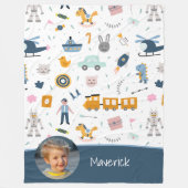 Couverture Polaire Motif enfant mignon Photo et nom Boy Blue (Devant)