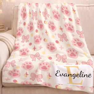 Couverture Polaire Motif esthétique personnalisé avec un nœud, chatte