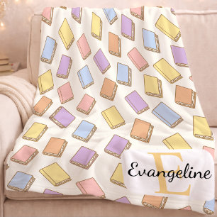 Couverture Polaire Motif esthétique personnalisé et livresque pastel