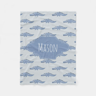 Couverture Polaire Motif et nom du crocodile de Boy's Cute Blue Safar
