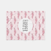 Couverture Polaire Motif et nom du crocodile du Safari rose et mignon (Devant (Horizontal))