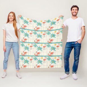 Couverture Polaire Motif Été Rétro Flamingo Piscine (2)