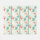 Couverture Polaire Motif Été Rétro Flamingo Piscine (2) (Devant (Horizontal))