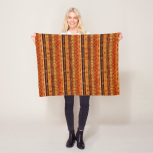 Couverture Polaire Motif ethnique africain rayé.