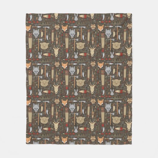 Couverture Polaire Motif ethnique de chasse (Devant)