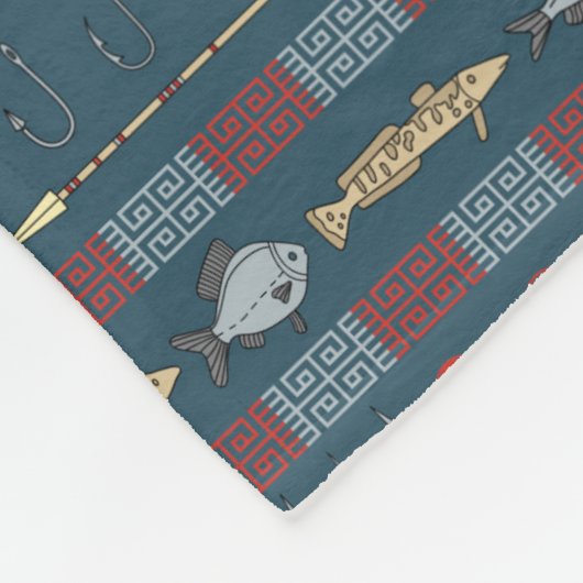 Couverture Polaire Motif ethnique de pêche (Coin)