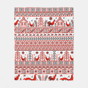Couverture Polaire Motif ethnique tribal rouge homogène