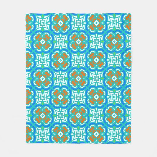 Couverture Polaire Motif ethnique turquoise (Devant)